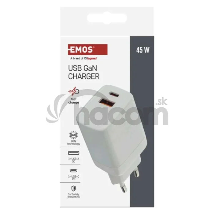 Univerzálny USB adaptér GaN do siete PD 45 W max.