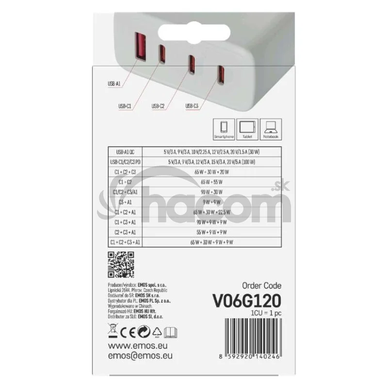 Univerzálny USB adaptér GaN do siete PD 120 W max.