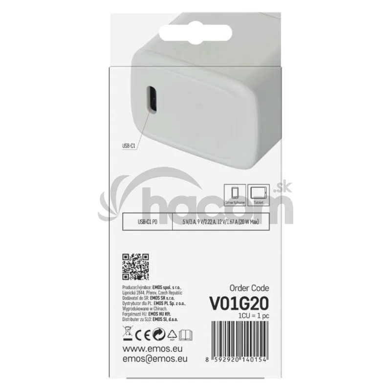 Univerzálny USB adaptér GaN do siete PD 20 W max.
