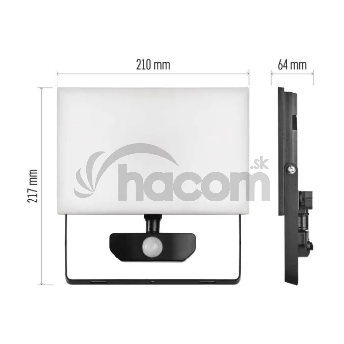 LED reflektor TAMBO so senzorom pohybu, 50 W, 5000 lm, čierny