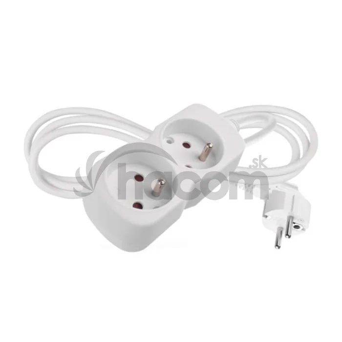 Predlžovací kábel 1,4 m / 2 zásuvka / biely / PVC / 1 mm2