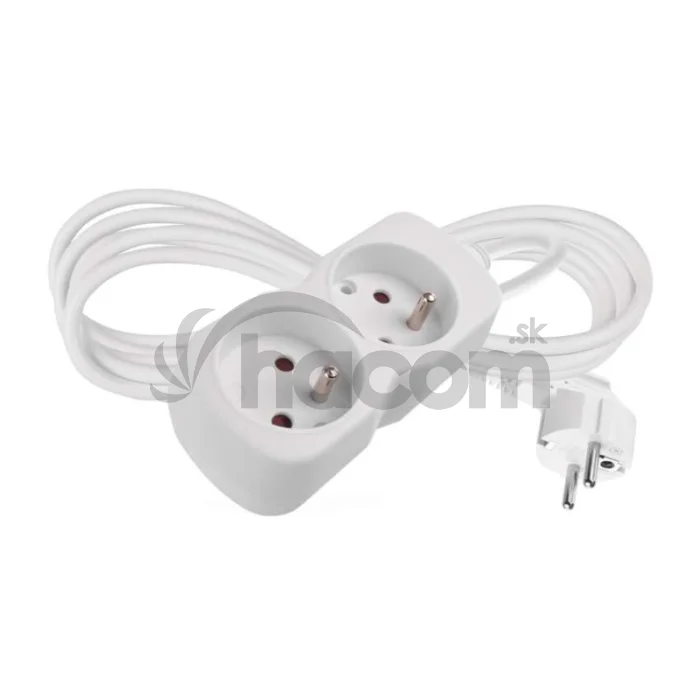 Predlžovací kábel 2 m / 2 zásuvka / biely / PVC / 1 mm2
