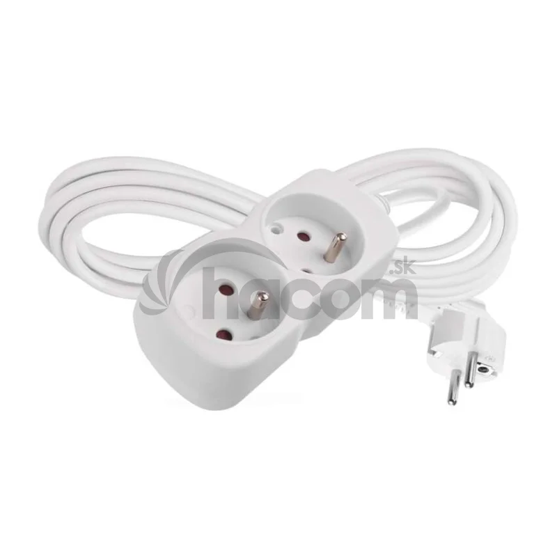 Predlžovací kábel 3 m / 2 zásuvka / biely / PVC / 1 mm2