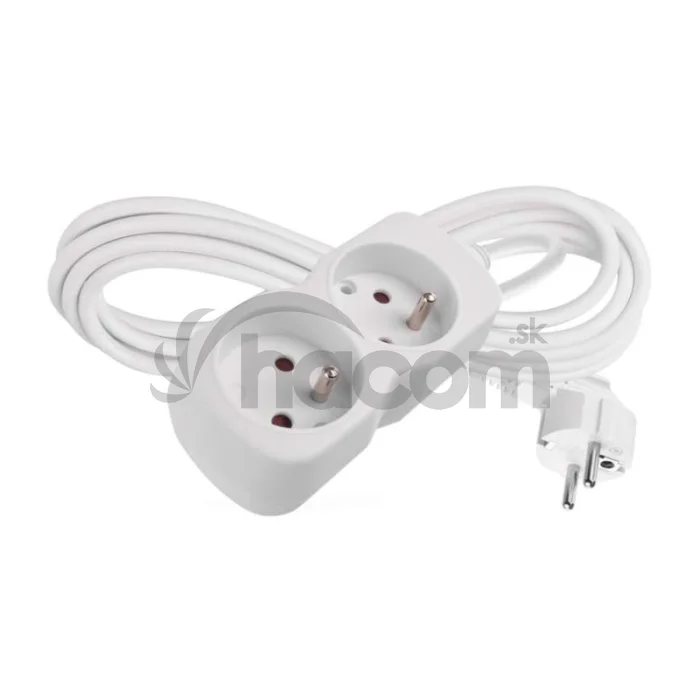 Predlžovací kábel 3 m / 2 zásuvka / biely / PVC / 1 mm2