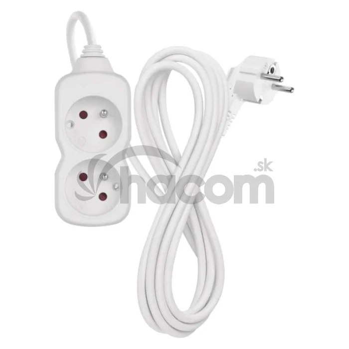 Predlžovací kábel 3 m / 2 zásuvka / biely / PVC / 1 mm2