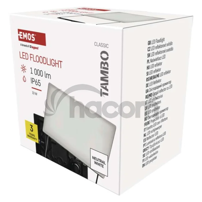 LED reflektor TAMBO, 10 W, 1000 lm, IP65, čierny