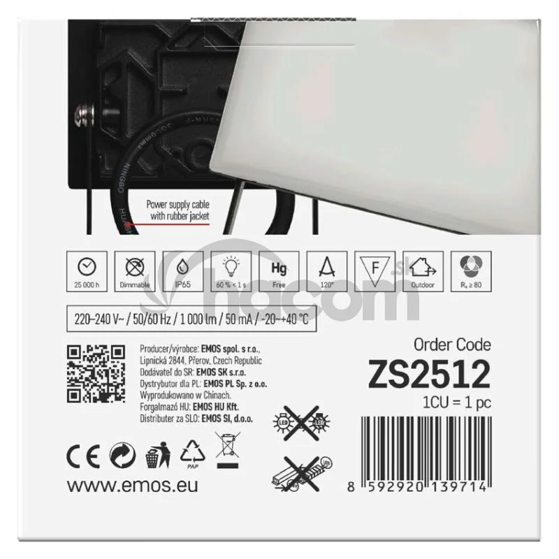 LED reflektor TAMBO, 10 W, 1000 lm, IP65, čierny