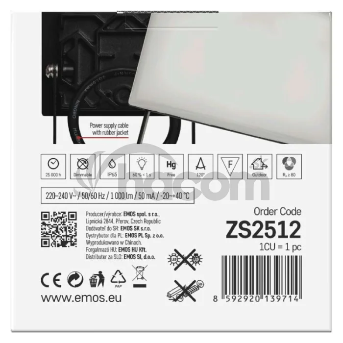 LED reflektor TAMBO, 10 W, 1000 lm, IP65, čierny