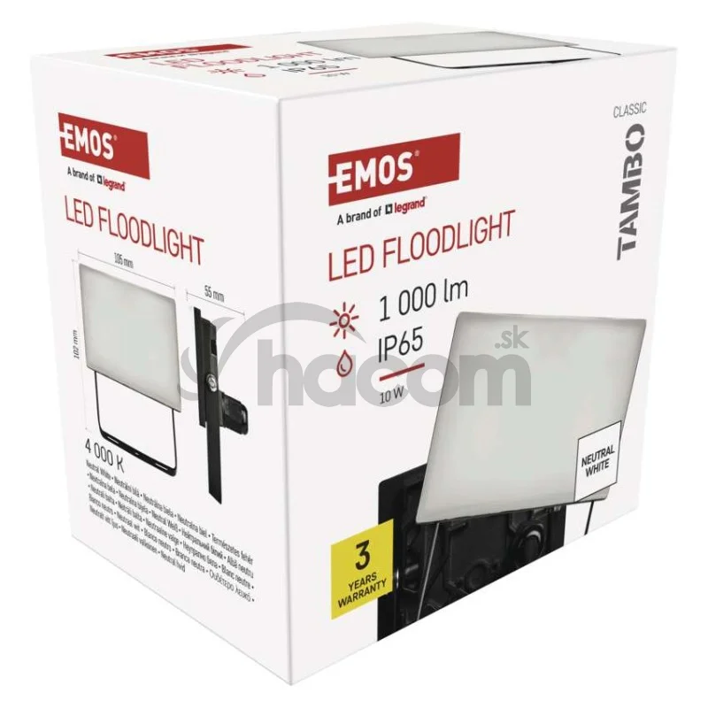 LED reflektor TAMBO, 10 W, 1000 lm, IP65, čierny