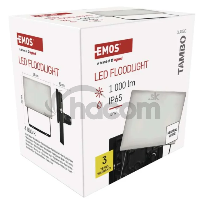 LED reflektor TAMBO, 10 W, 1000 lm, IP65, čierny