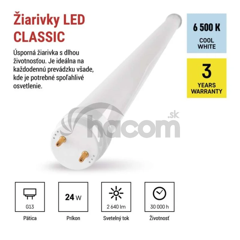 LED trubica T8 24 W 150 cm studená biela