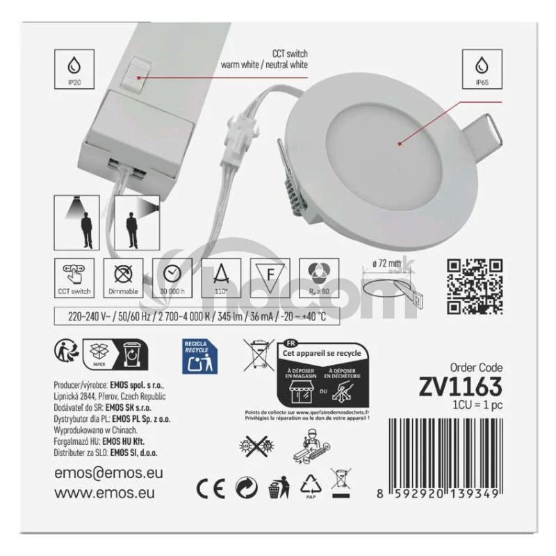 LED bodové svietidlo LORI 4,5W 345LM IP65 CCT bielá