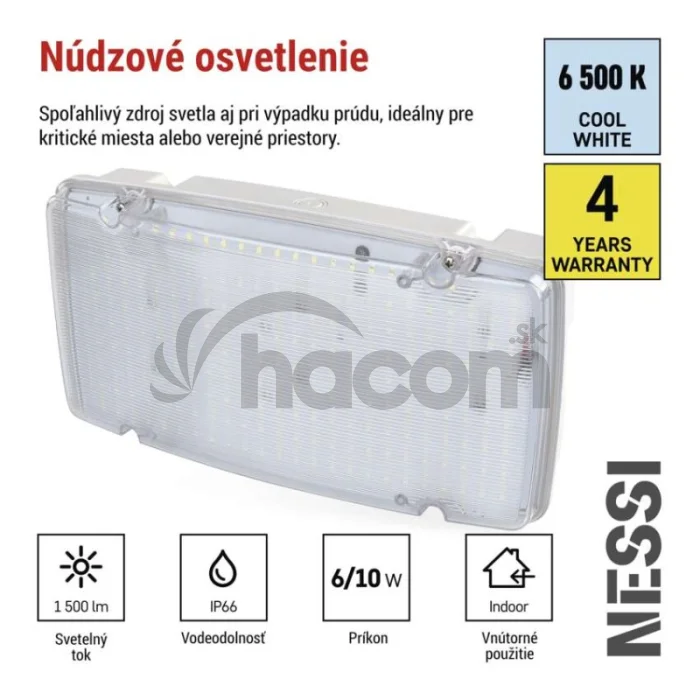 LED Núdzové svietidlo NESSI 10W 3h IP66
