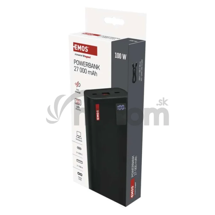 Power bank EMOS NTBF30, 27 000 mAh, 100 W PD, čierny
