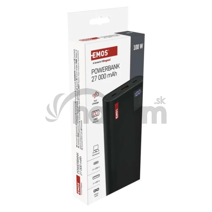 Power bank EMOS NTBF30, 27 000 mAh, 100 W PD, čierny