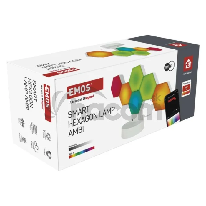 GoSmart LED stolná lampa Hexagon biela, 6 častí, RGBIC stmievateľná, WiFi