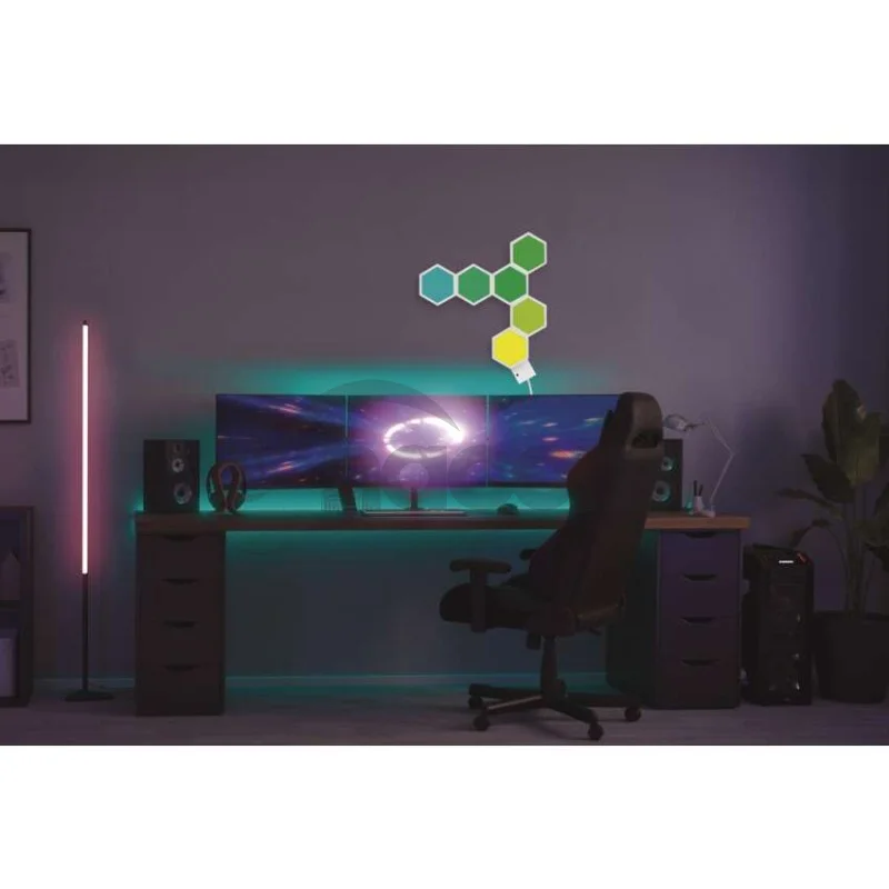 GoSmart LED stolná lampa Hexagon biela, 6 častí, RGBIC stmievateľná, WiFi