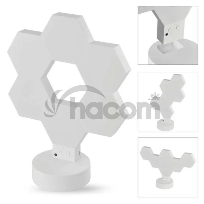 GoSmart LED stolná lampa Hexagon biela, 6 častí, RGBIC stmievateľná, WiFi