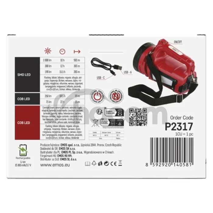 LED nabíjacie svietidlo P2317, 1000 lm, 15000 mAh