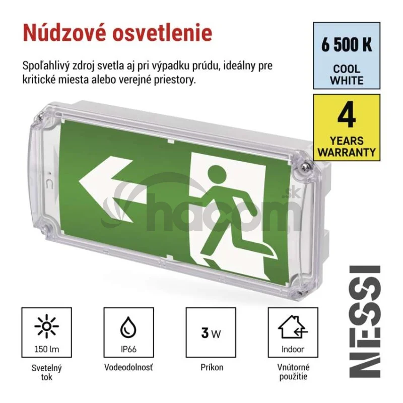 LED Núdzové svietidlo NESSI 3W 3H IP66