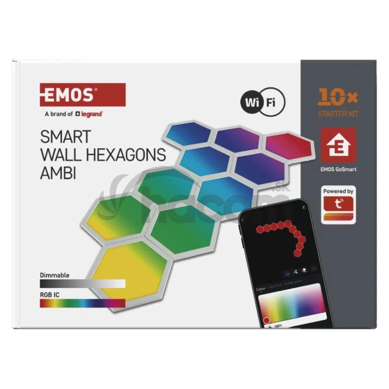 GoSmart LED svietidlo Hexagon, štartovacia sada, 10 dielov, 19 W, RGBIC stmievateľné, WiFi