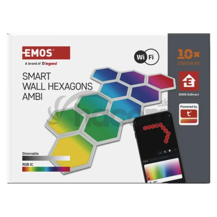 GoSmart LED svietidlo Hexagon, štartovacia sada, 10 dielov, 19 W, RGBIC stmievateľné, WiFi