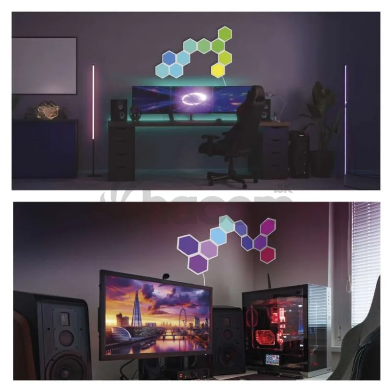GoSmart LED svietidlo Hexagon, štartovacia sada, 10 dielov, 19 W, RGBIC stmievateľné, WiFi