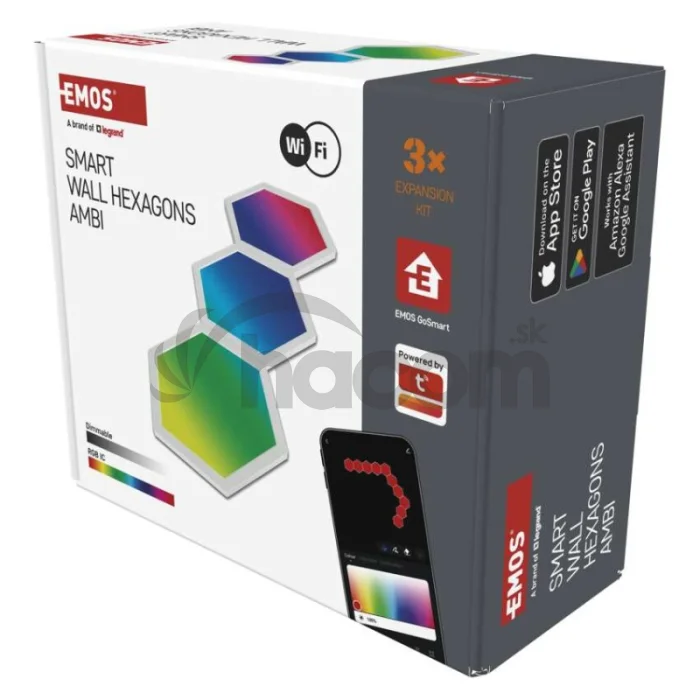 GoSmart LED svietidlo Hexagon, rozširujúca sada, 3 časti, 1,8W, RGBIC stmievateľné, WiFi