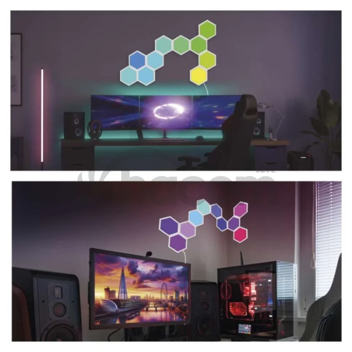 GoSmart LED svietidlo Hexagon, rozširujúca sada, 3 časti, 1,8W, RGBIC stmievateľné, WiFi