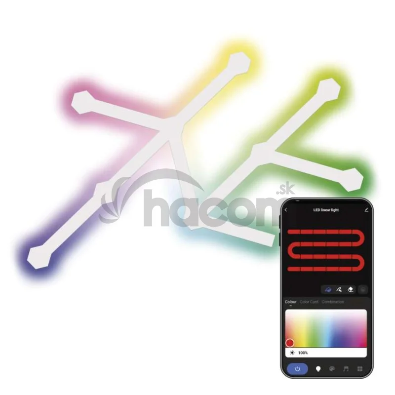 GoSmart LED svietidlo Lines white, 9 dielov, 34 W, RGBIC stmievateľné, WiFi