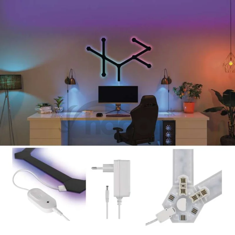 GoSmart LED svietidlo Lines čierne, 9 častí, 34 W, RGBIC stmievateľné, WiFi