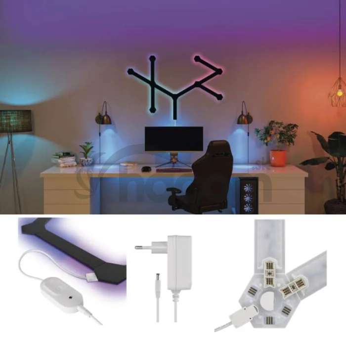 GoSmart LED svietidlo Lines čierne, 9 častí, 34 W, RGBIC stmievateľné, WiFi