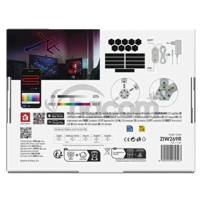 GoSmart LED svietidlo Lines čierne, 9 častí, 34 W, RGBIC stmievateľné, WiFi