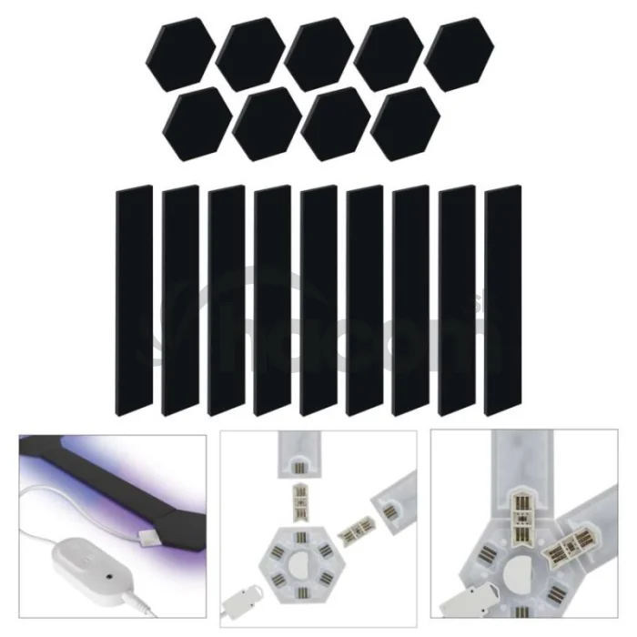 GoSmart LED svietidlo Lines čierne, 9 častí, 34 W, RGBIC stmievateľné, WiFi