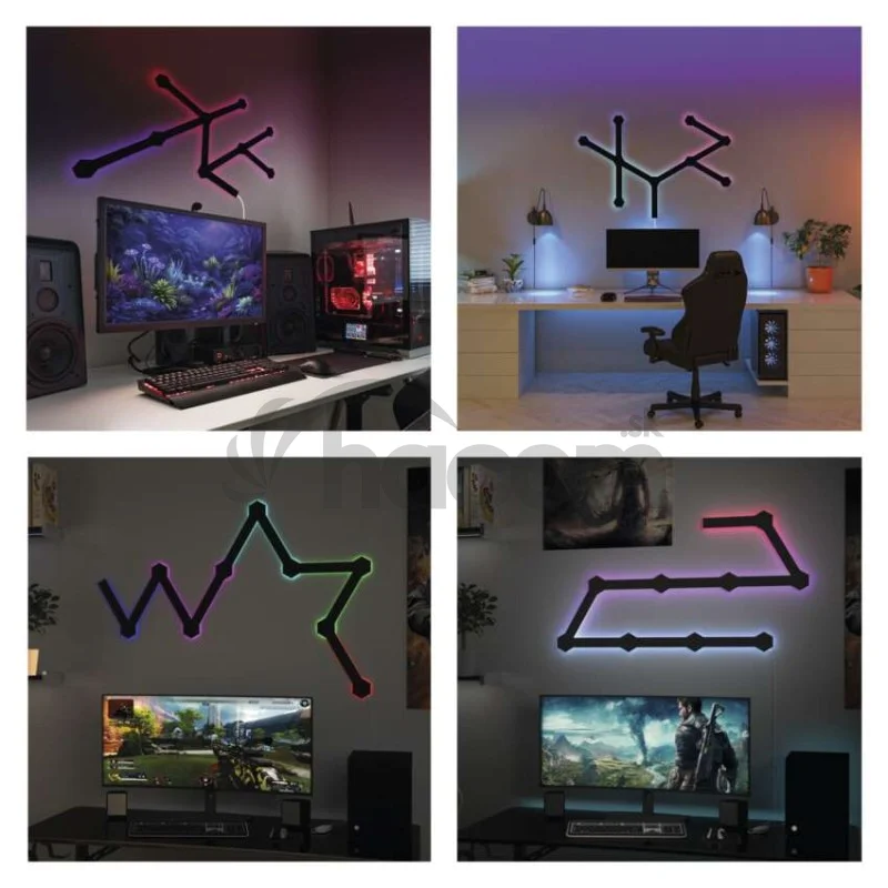 GoSmart LED svietidlo Lines čierne, 9 častí, 34 W, RGBIC stmievateľné, WiFi