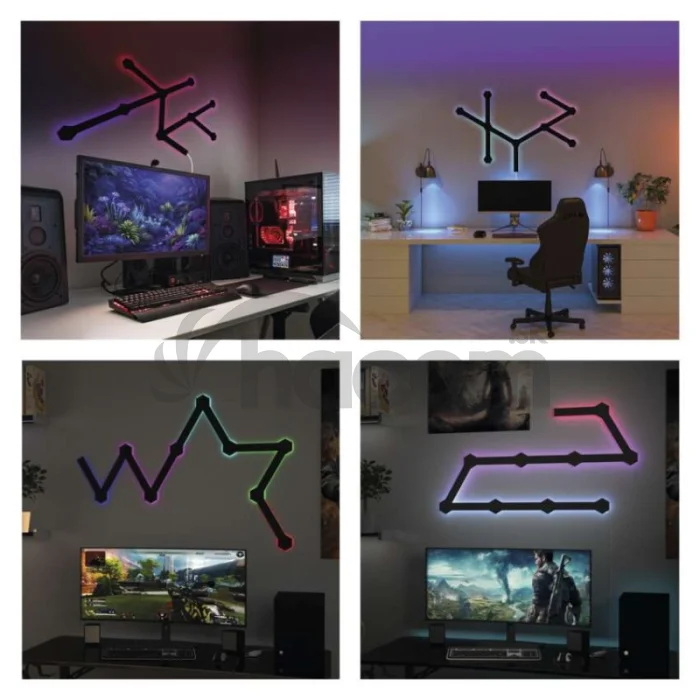 GoSmart LED svietidlo Lines čierne, 9 častí, 34 W, RGBIC stmievateľné, WiFi