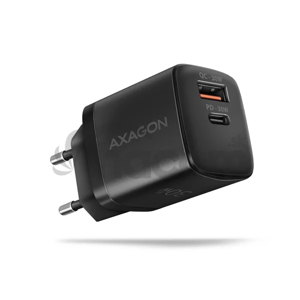AXAGON ACU-PQ30 Síl nabíjačka do siete 30W, 2x port (USB-A + USB-C), PD3.0/PPS/QC4+/SFC/AFC/Apple