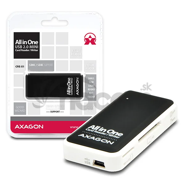 AXAGON CRE-X1, USB 2.0 externá MINI čítačka 5-slot ALL-IN-ONE