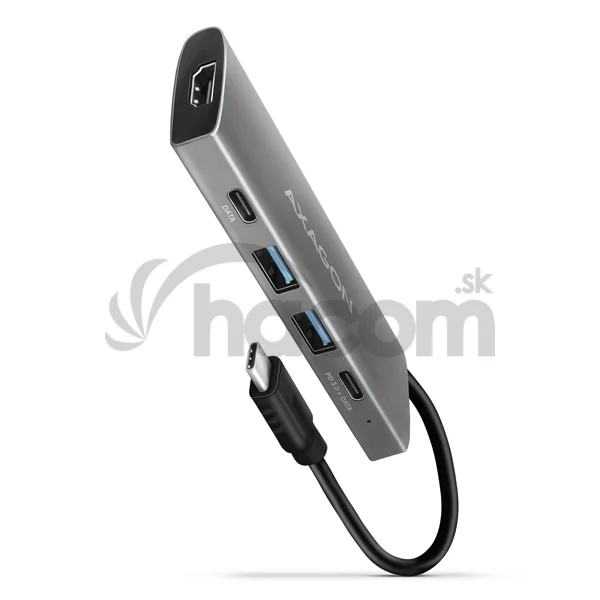 AXAGON HMC-5G21, USB 10Gb/s hub, porty 2x USB-A, 2x USB-C, HDMI 4k/30, PD 60W, kábel USB-C 13cm