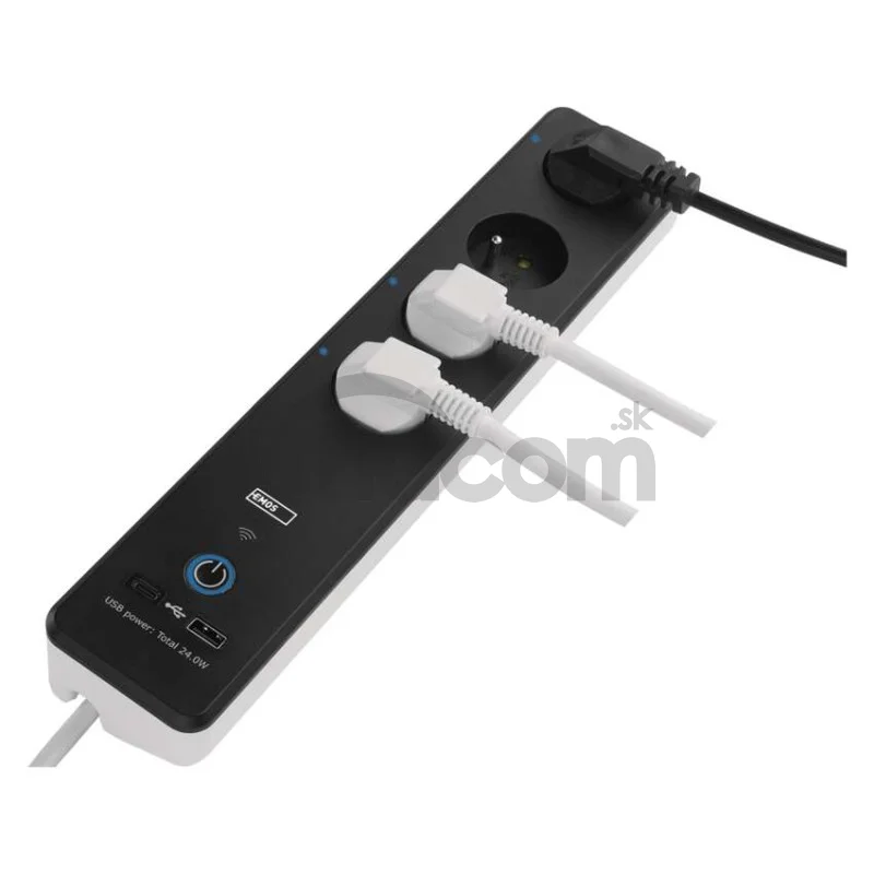 GoSmart predlžovací kábel 2 m / 4 zásuvky / s vyp. / s USB / biely-čierny / PVC / 1,5 mm2