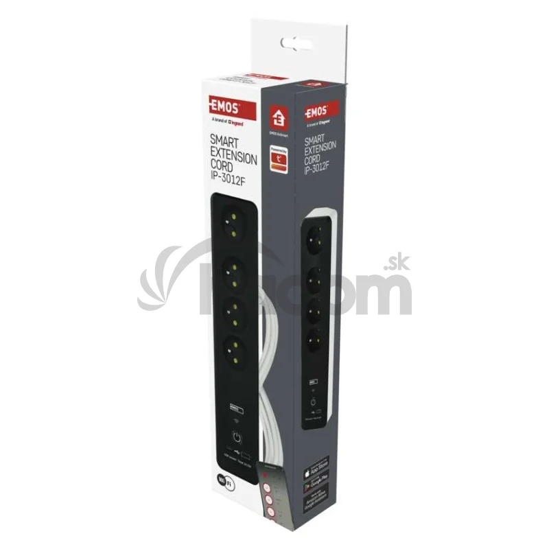 GoSmart predlžovací kábel 2 m / 4 zásuvky / s vyp. / s USB / biely-čierny / PVC / 1,5 mm2