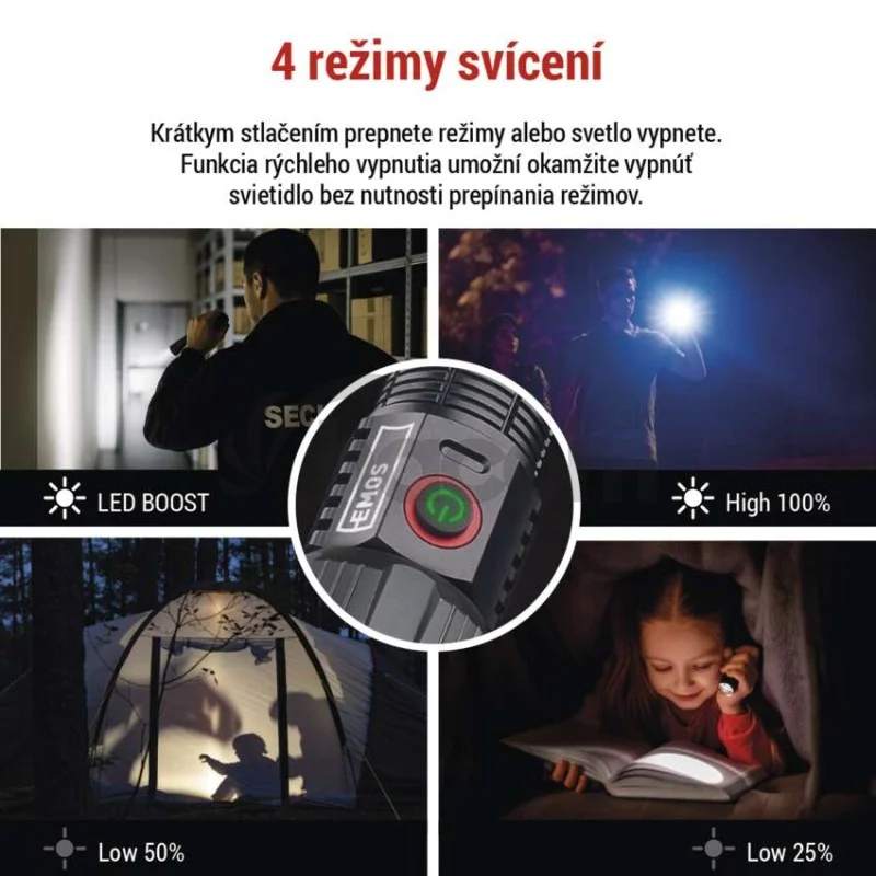 LED nabíjacie kovové svietidlo 3000 lm, 5000 mAh