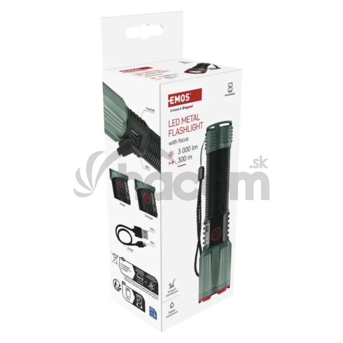 LED nabíjacie kovové svietidlo 3000 lm, 5000 mAh