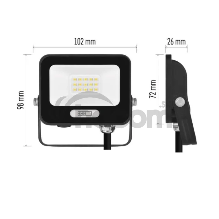 LED reflektor GLARO 10W, čierny, IP65, 1000 lm, neutrálna biela