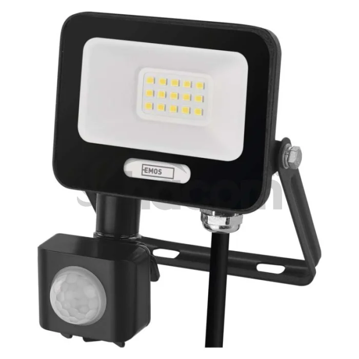 LED reflektor GLARO s pohybovým čidlom, 10 W, čierny, IP54, 1000 lm, neutrálna biela
