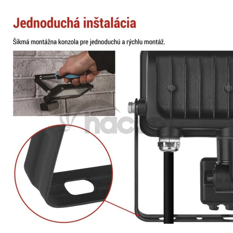 LED reflektor GLARO s pohybovým čidlom, 10 W, čierny, IP54, 1000 lm, neutrálna biela