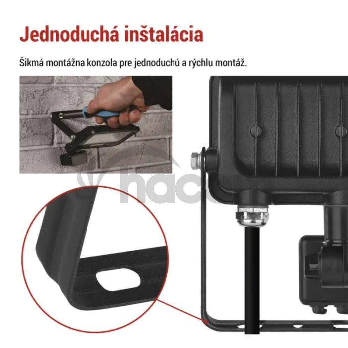 LED reflektor GLARO s pohybovým čidlom, 10 W, čierny, IP54, 1000 lm, neutrálna biela
