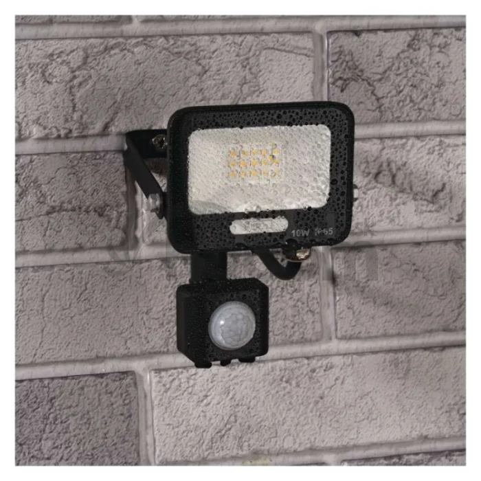 LED reflektor GLARO s pohybovým čidlom, 10 W, čierny, IP54, 1000 lm, neutrálna biela