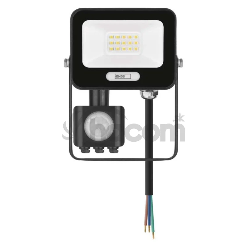 LED reflektor GLARO s pohybovým čidlom, 10 W, čierny, IP54, 1000 lm, neutrálna biela