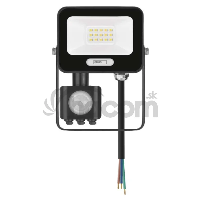 LED reflektor GLARO s pohybovým čidlom, 10 W, čierny, IP54, 1000 lm, neutrálna biela